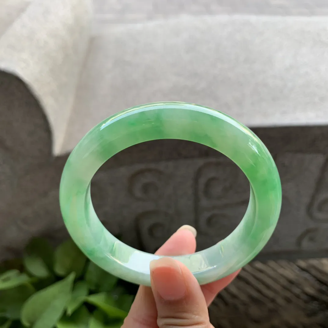 圈口57.8-12.3-9.5【飘阳绿正圈手镯】正圈57 58可戴