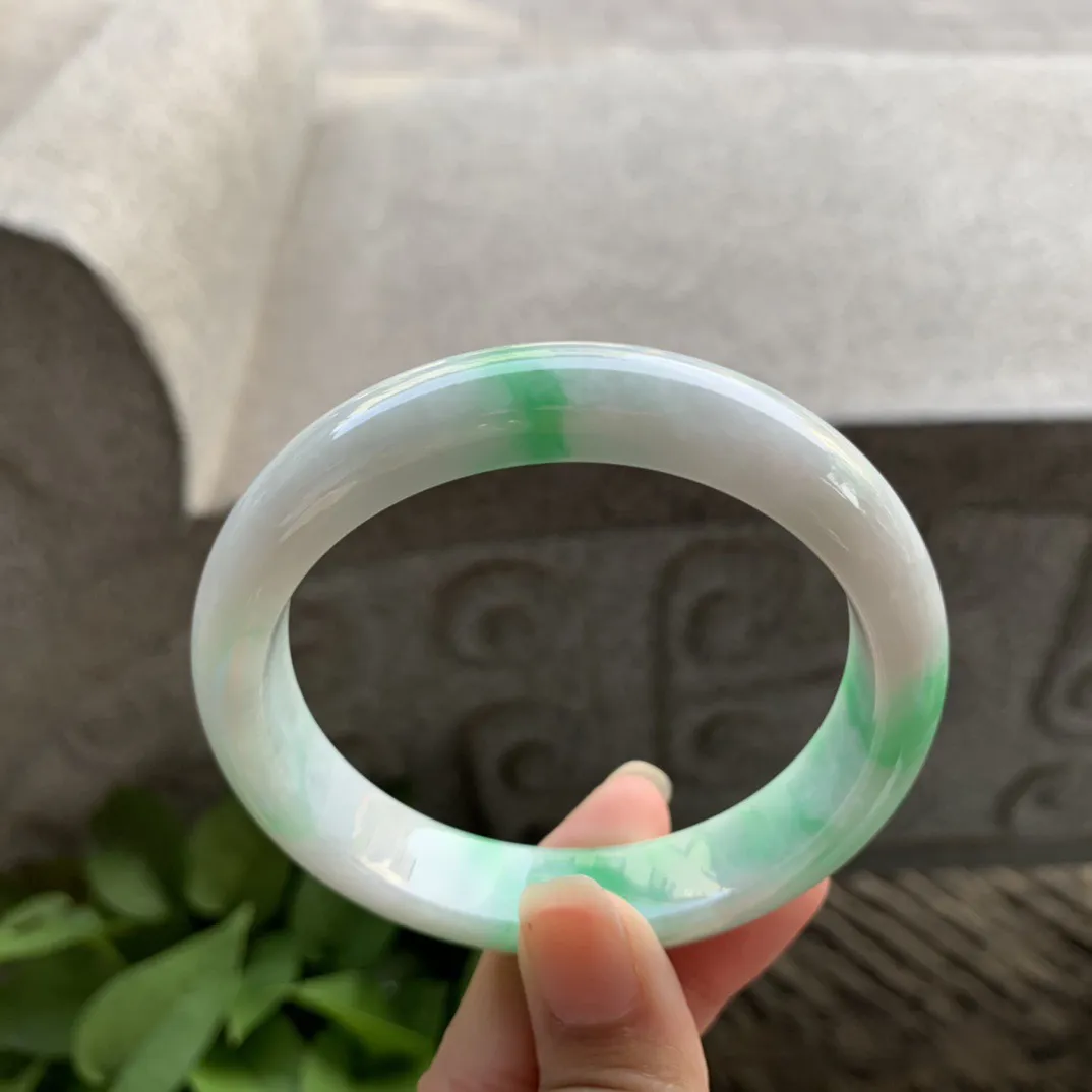 大圈口58.8-12-8.4 【飘绿正圈手镯】正圈58 59可戴