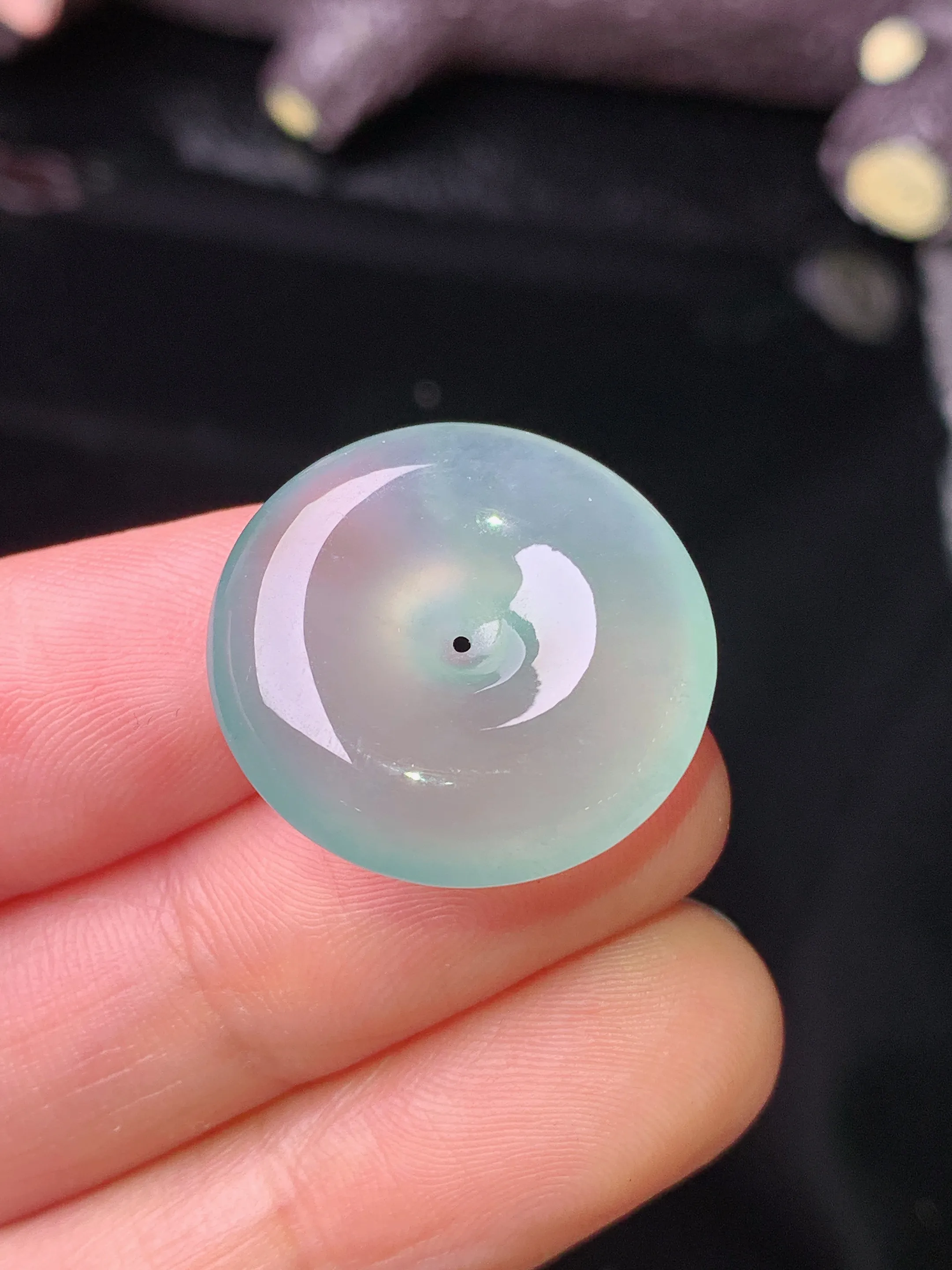 冰种平安扣吊坠 玉质细腻 色泽艳丽清新 整体尺寸21.5*6.3