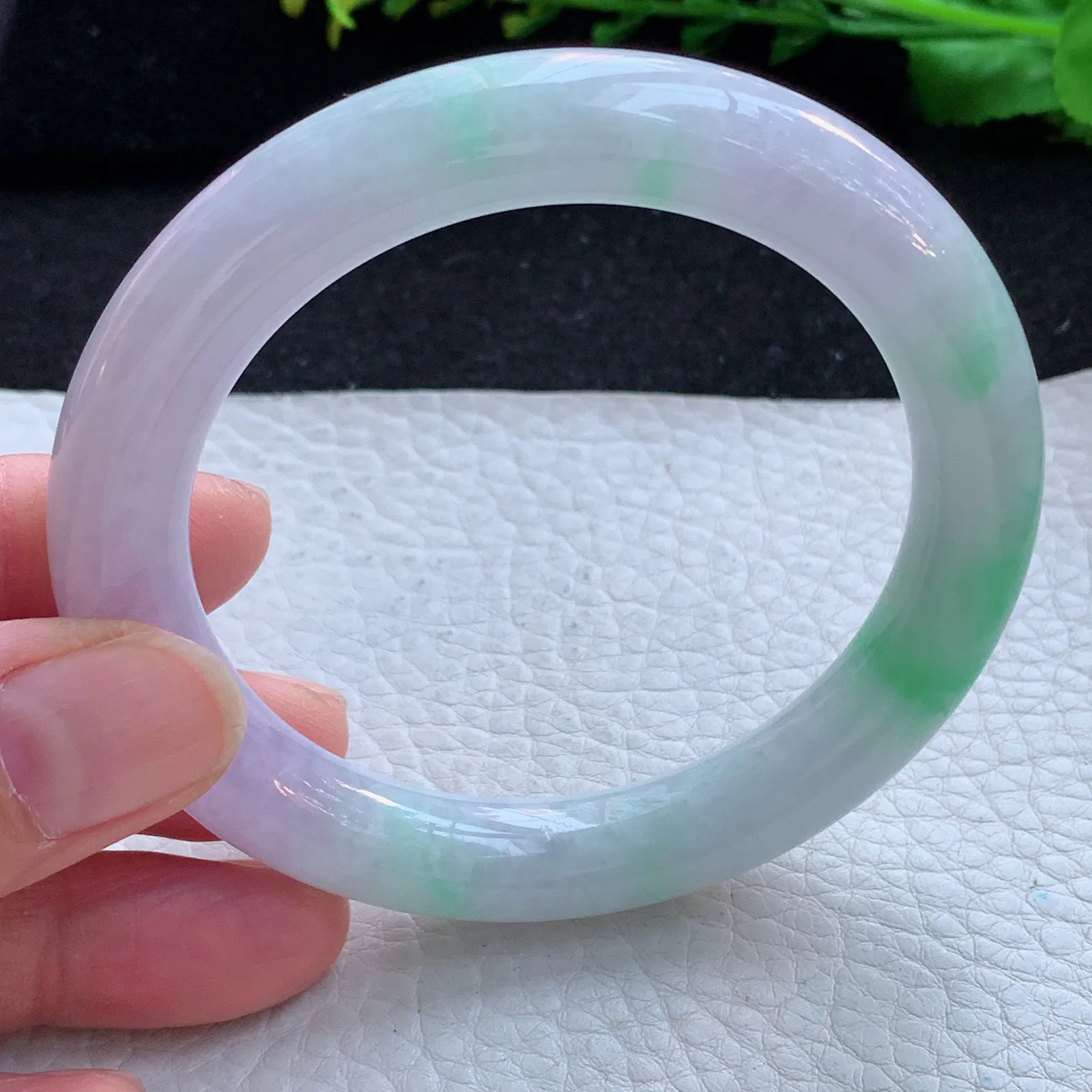 ss自然光56.5*10.7*9.8美人镯 缅甸翡翠a货玉手镯春带彩圆条玉手环