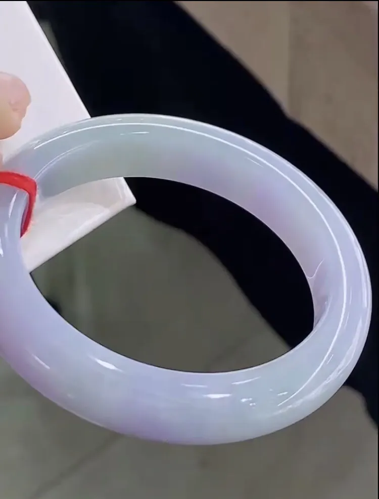 自然光55.7/12.3/9.3老坑精美冰润紫罗兰春带彩手镯翡翠玉镯美人镯