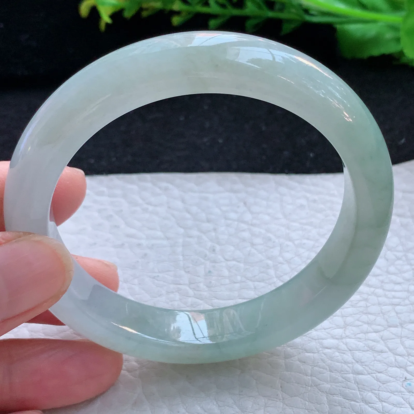 z自然光57*12.3*8.3平安镯 缅甸翡翠a货玉手镯冰胶清爽宽边玉手环