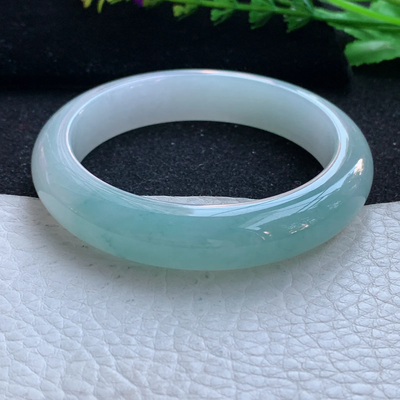 r自然光56*12.5*8.6平安镯 缅甸翡翠a货玉手镯冰润天空蓝玉手环