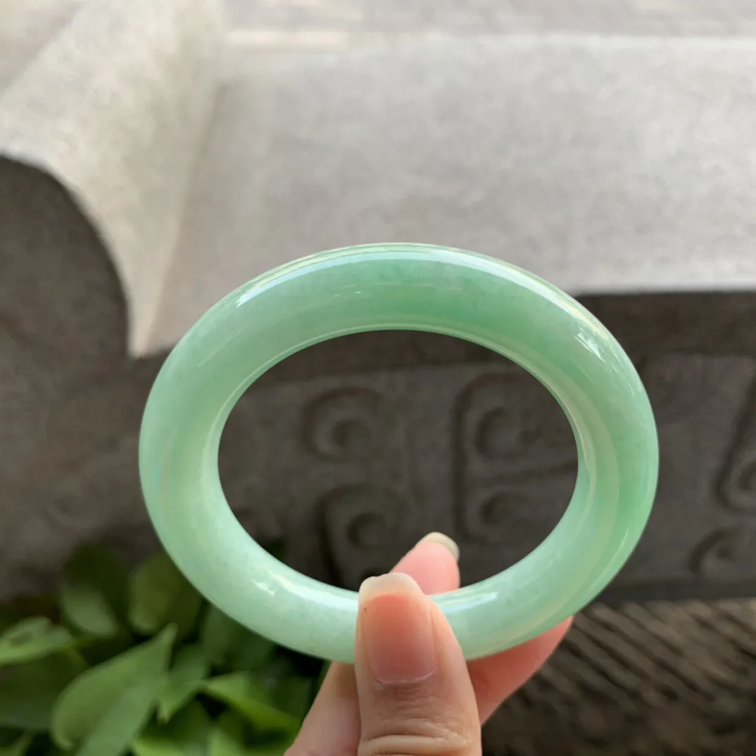 小圈口53.3-11.2 【满绿圆条手镯】圆条53 54可戴