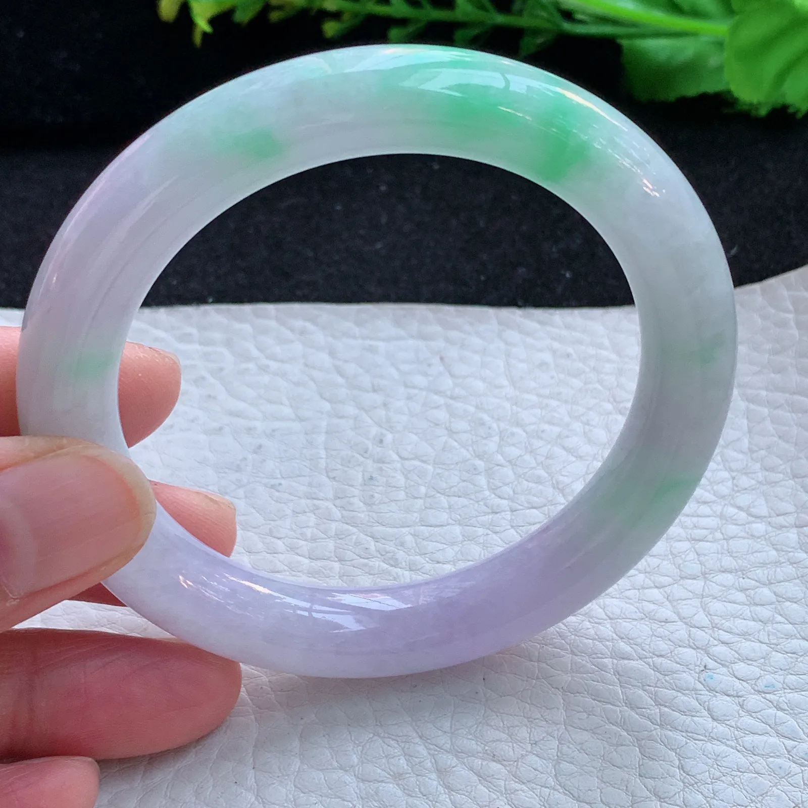 ss自然光56.5*10.7*9.8美人镯 缅甸翡翠a货玉手镯春带彩圆条玉手环