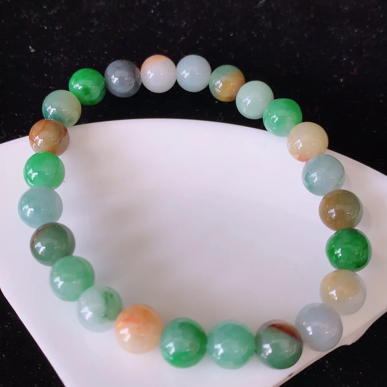 自然光实拍，冰润多宝翡翠手链，多彩翡翠手串，颜色丰富，料子细腻，高档大气，自戴送礼佳品！#46.27