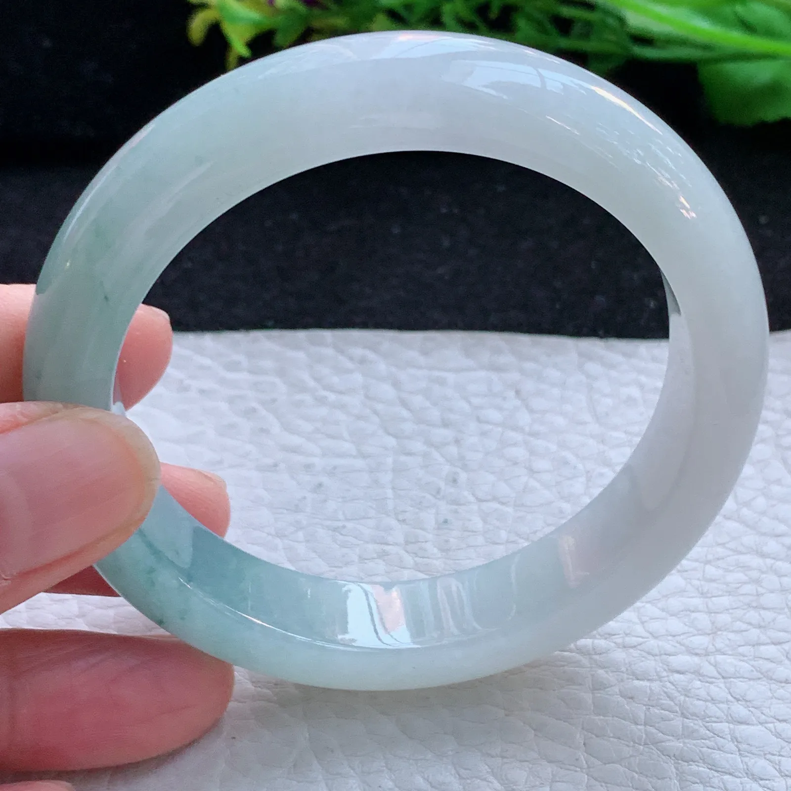 r自然光56*12.5*8.6平安镯 缅甸翡翠a货玉手镯冰润天空蓝玉手环