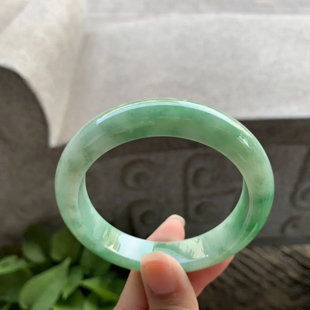 圈口56.4-12.5-9.2【芙蓉绿正圈手镯】正圈56 57可戴