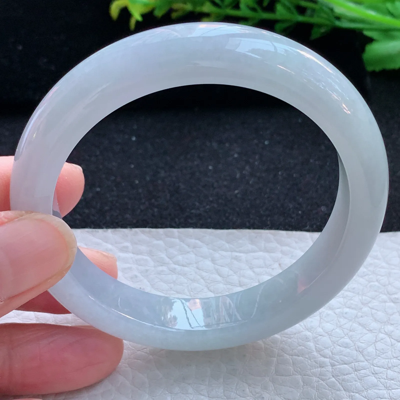 hf自然光56*12*8.5平安镯 缅甸翡翠a货玉手镯冰胶纯美宽边玉手环