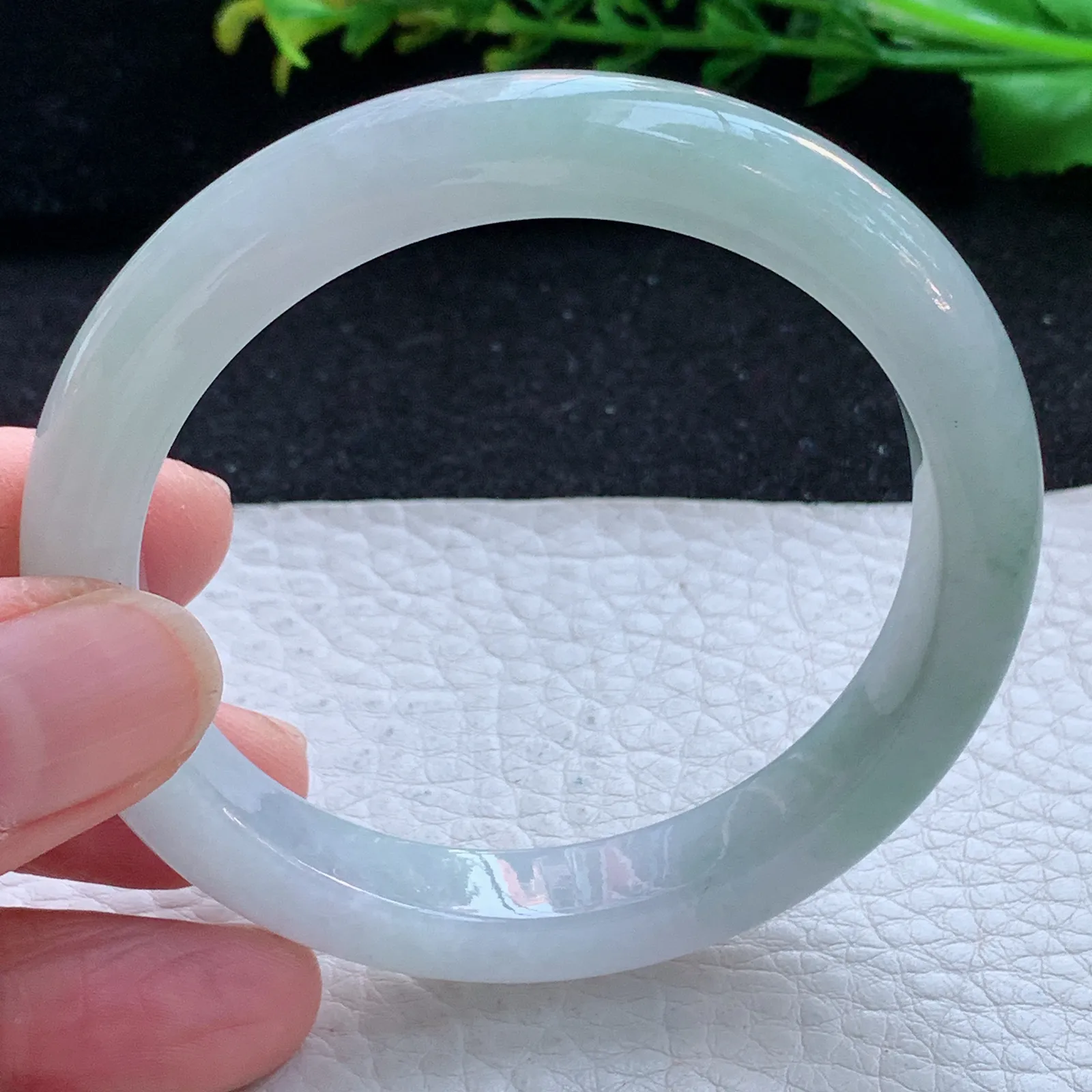 z自然光54*9.6*8平安镯 缅甸翡翠a货玉手镯清新胶感宽边玉手环