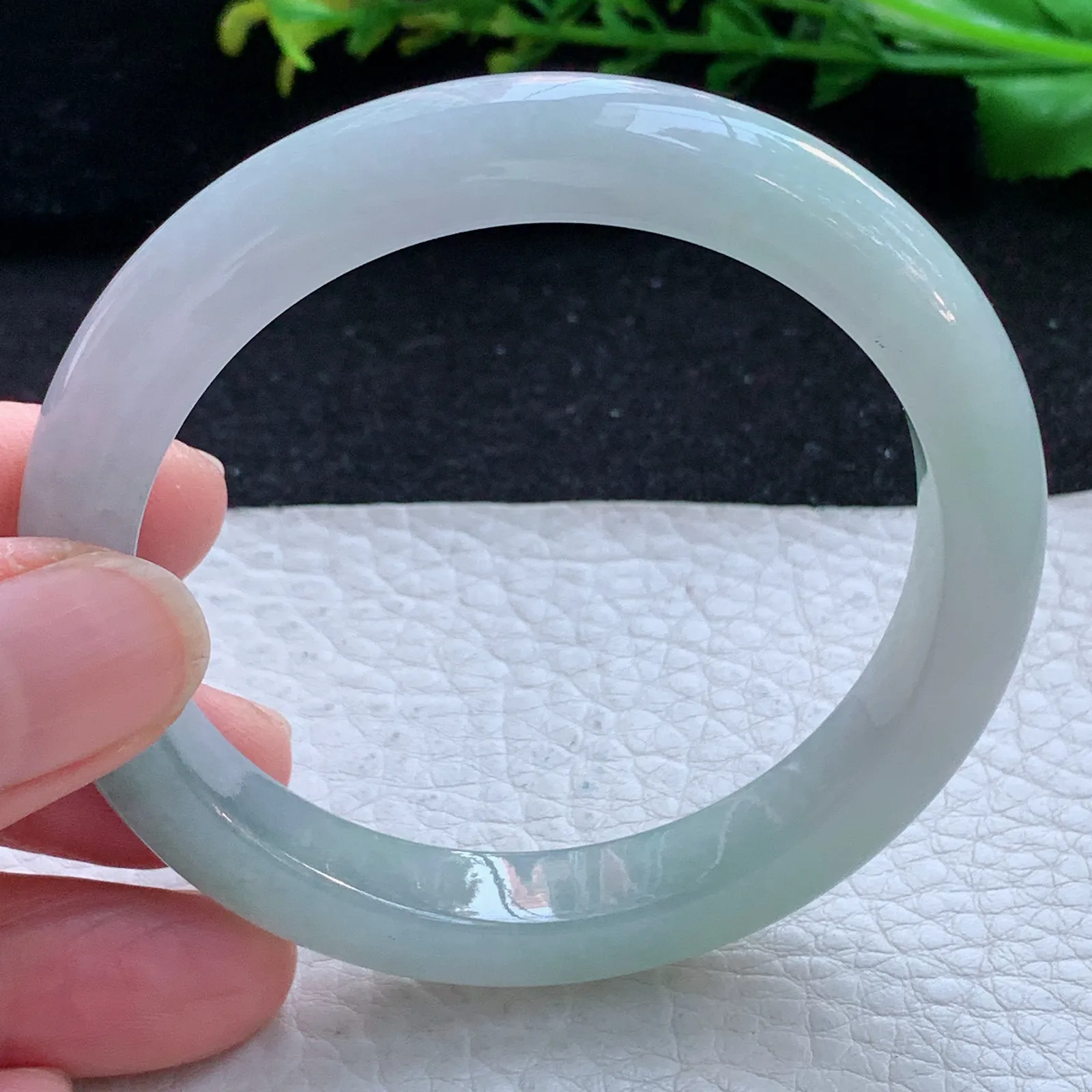 z自然光54*9.6*8平安镯 缅甸翡翠a货玉手镯清新胶感宽边玉手环