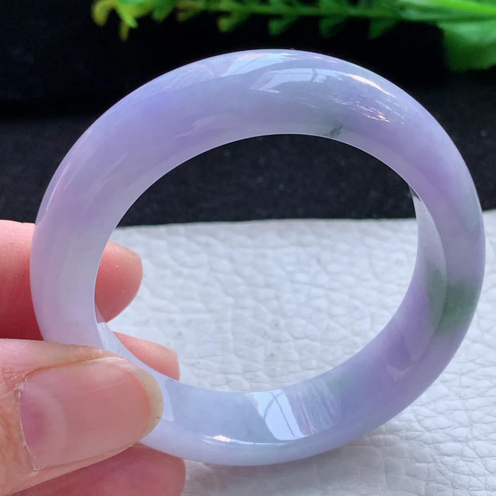 faa自然光54.5*45*11.6*7.2贵妃镯 缅甸翡翠a货玉手镯紫罗兰秀气宽边玉手环