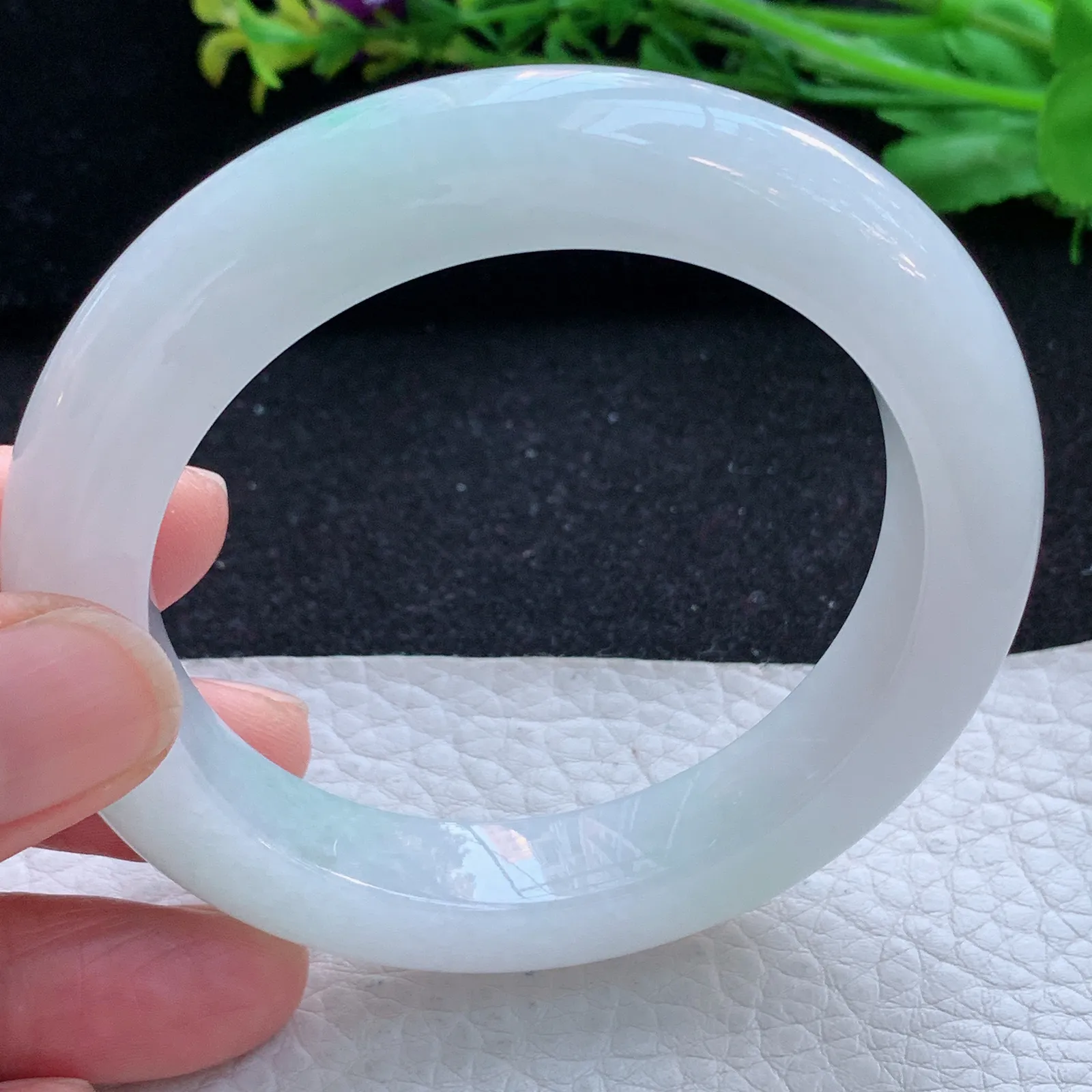 xd自然光55.5*11.5*10.3平安镯 缅甸翡翠a货玉手镯冰润飘阳绿宽边玉手环