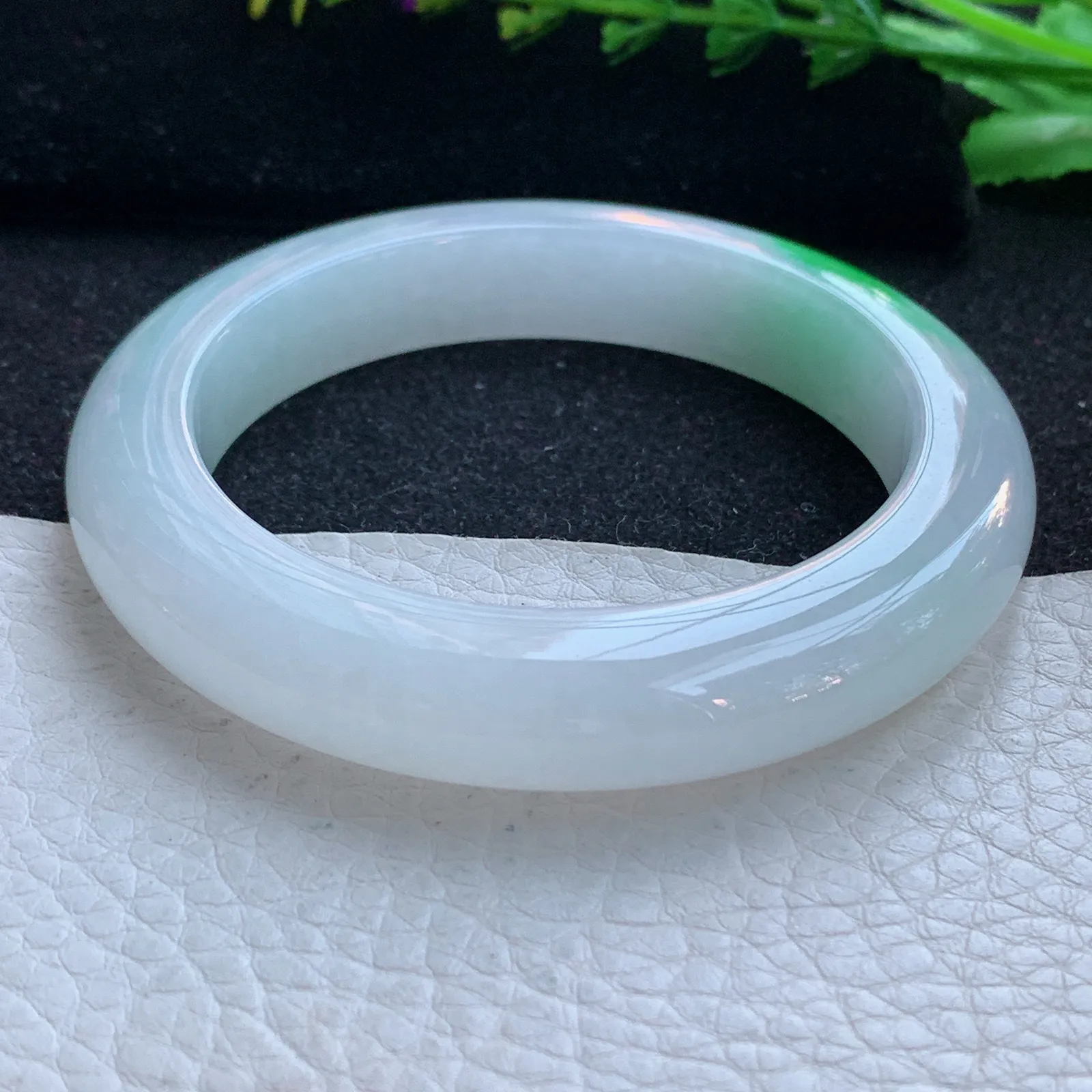 xd自然光55.5*11.5*10.3平安镯 缅甸翡翠a货玉手镯冰润飘阳绿宽边玉手环