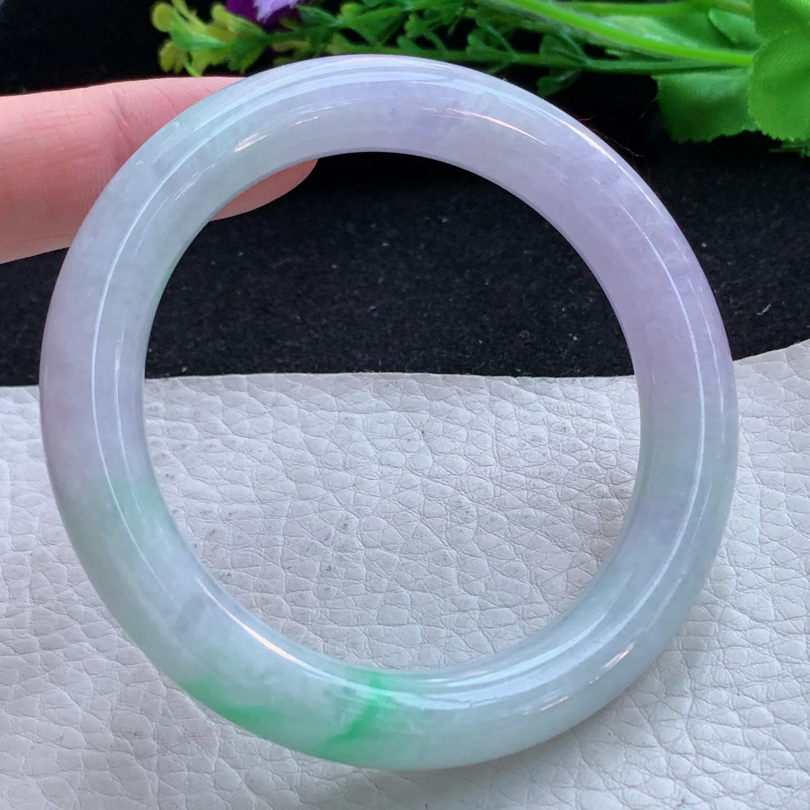 ss自然光56.5*10.7*9.8美人镯 缅甸翡翠a货玉手镯春带彩圆条玉手环