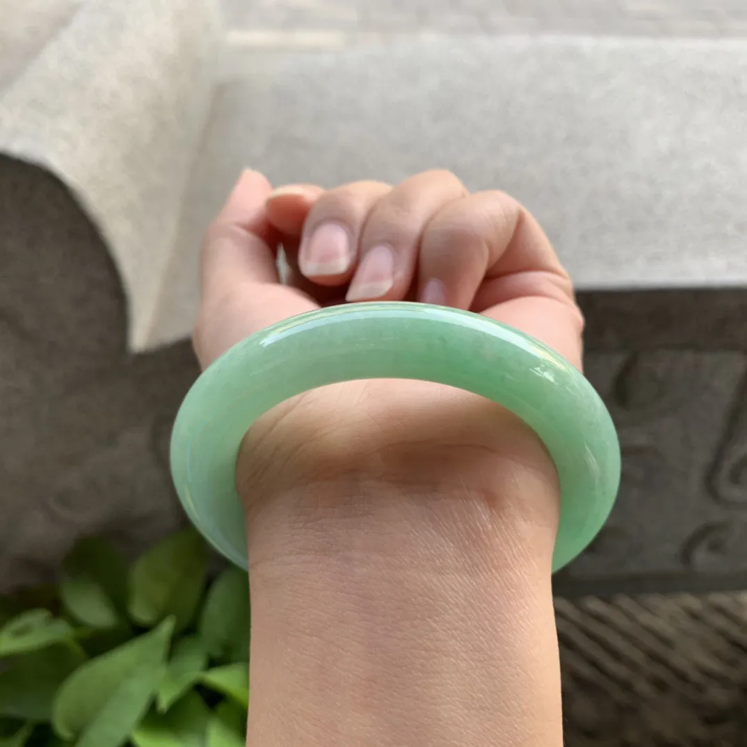 小圈口53.3-11.2 【满绿圆条手镯】圆条53 54可戴