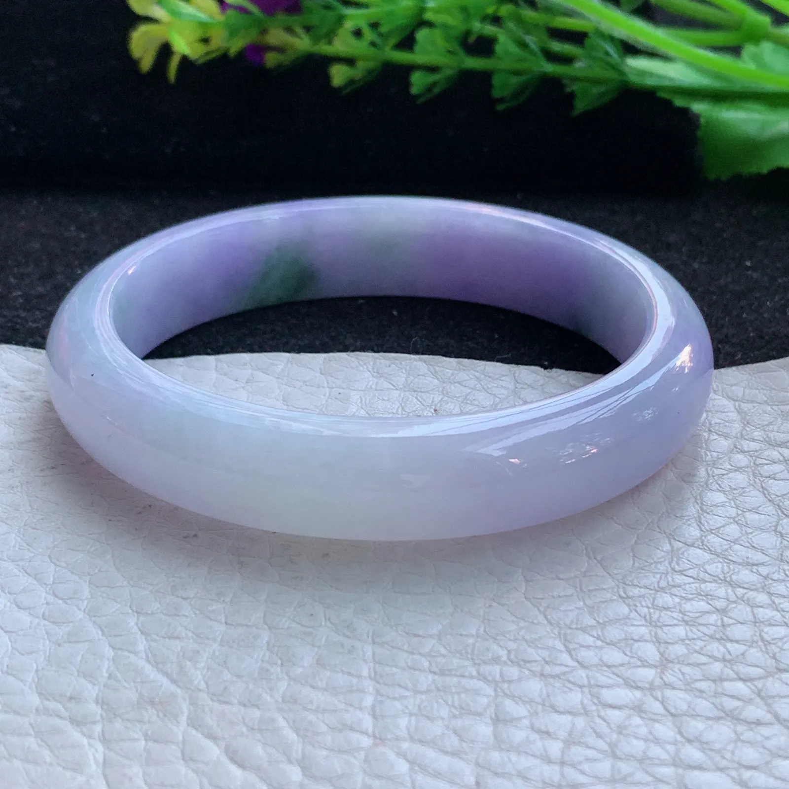 faa自然光54.5*45*11.6*7.2贵妃镯 缅甸翡翠a货玉手镯紫罗兰秀气宽边玉手环