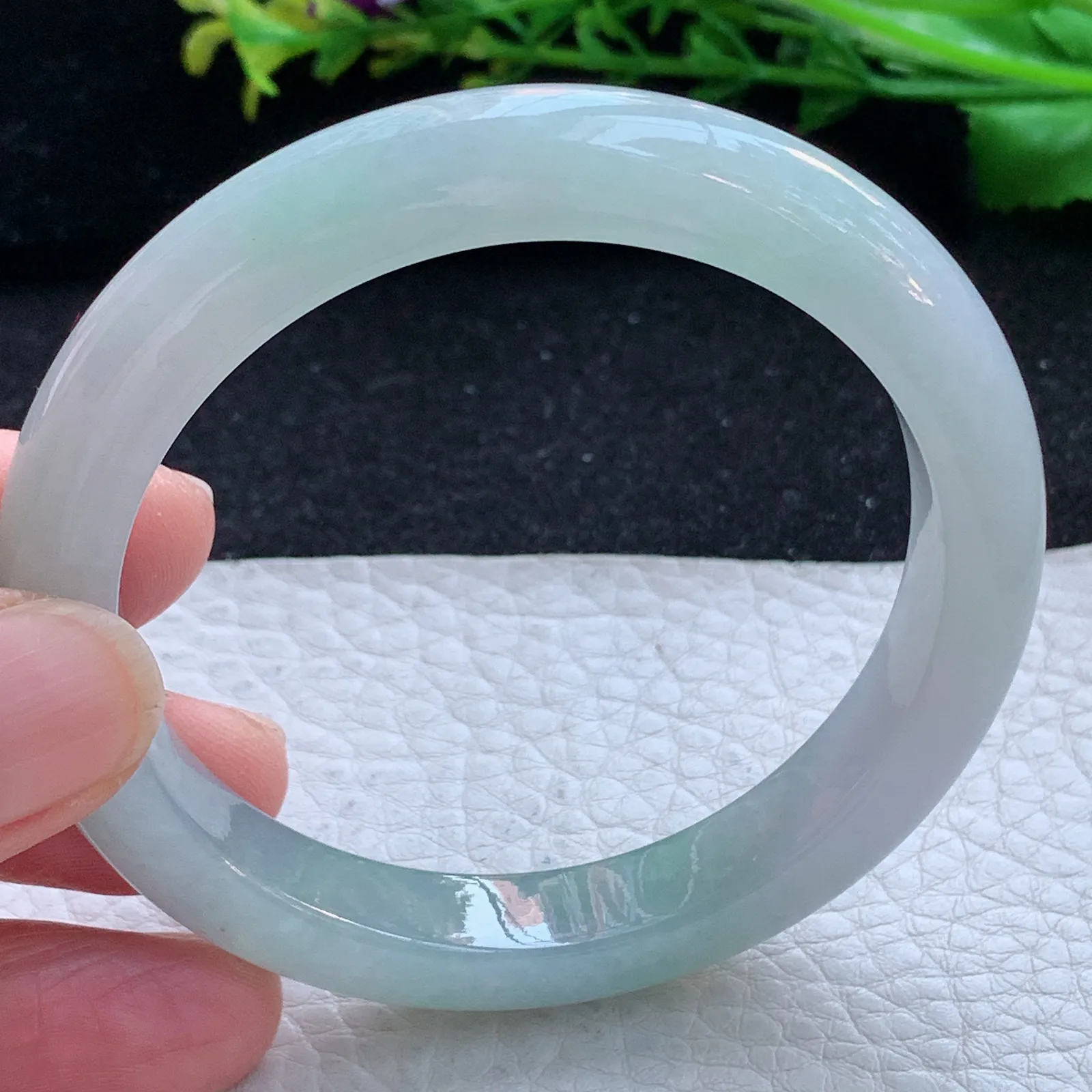 z自然光54*9.6*8平安镯 缅甸翡翠a货玉手镯清新胶感宽边玉手环