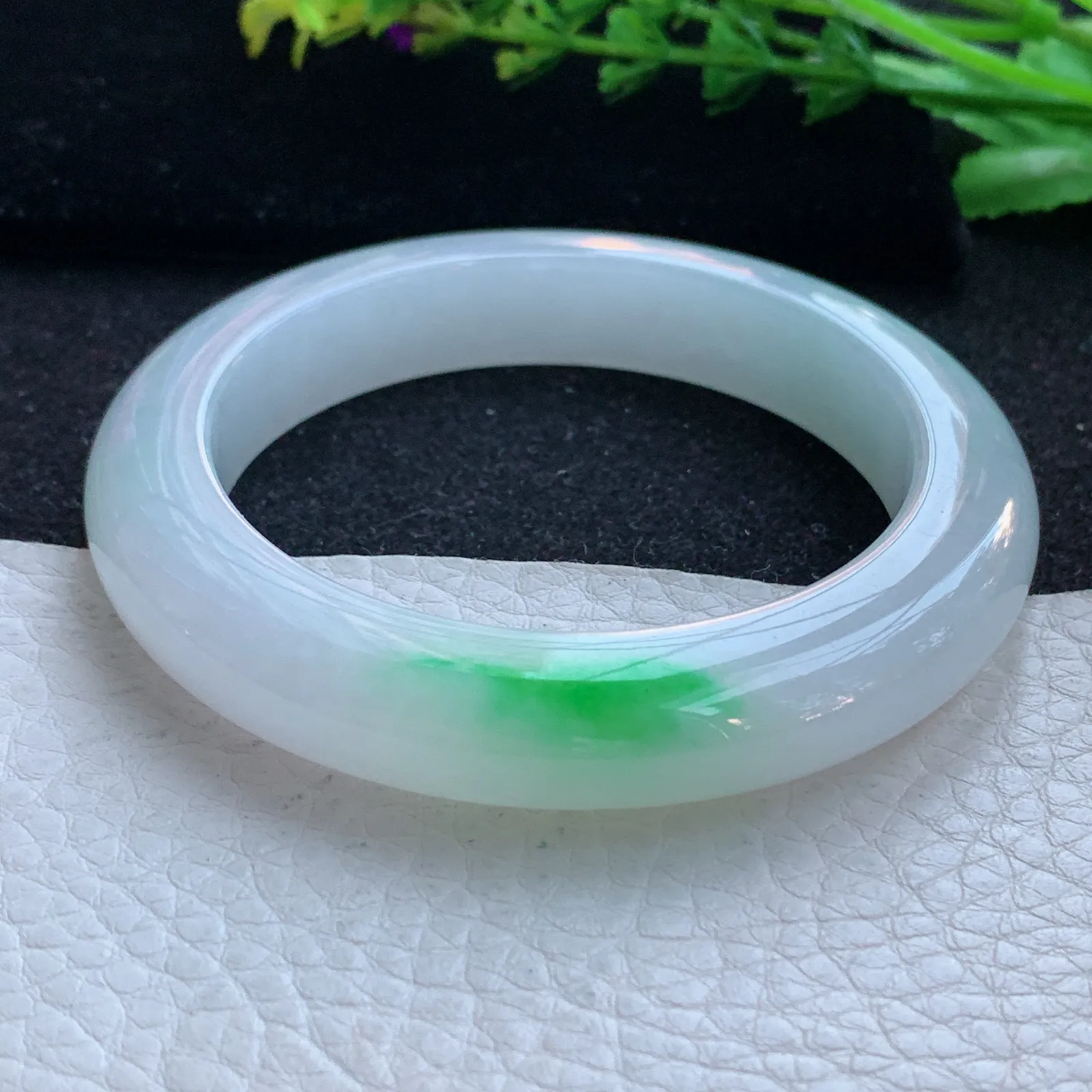 xd自然光55.5*11.5*10.3平安镯 缅甸翡翠a货玉手镯冰润飘阳绿宽边玉手环