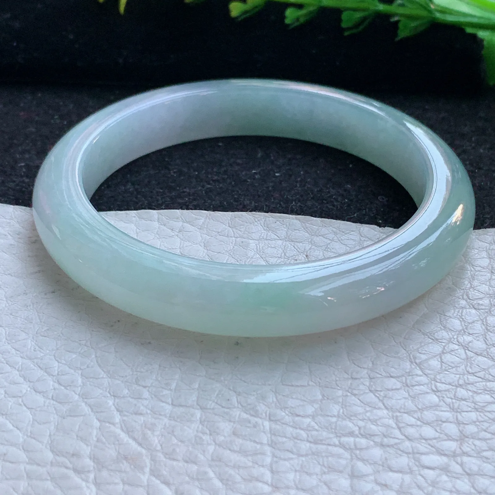 z自然光54*9.6*8平安镯 缅甸翡翠a货玉手镯清新胶感宽边玉手环