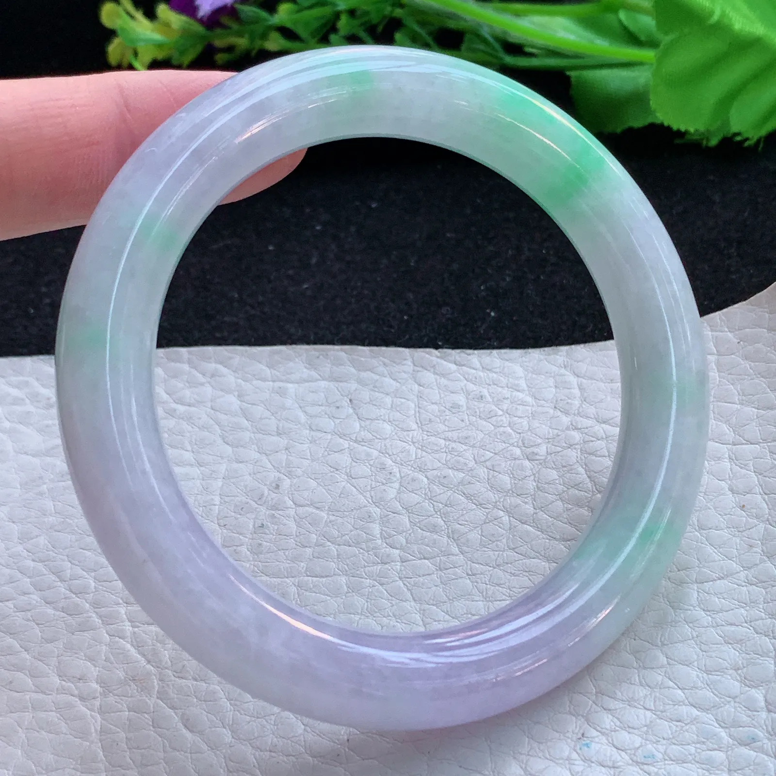 ss自然光56.5*10.7*9.8美人镯 缅甸翡翠a货玉手镯春带彩圆条玉手环