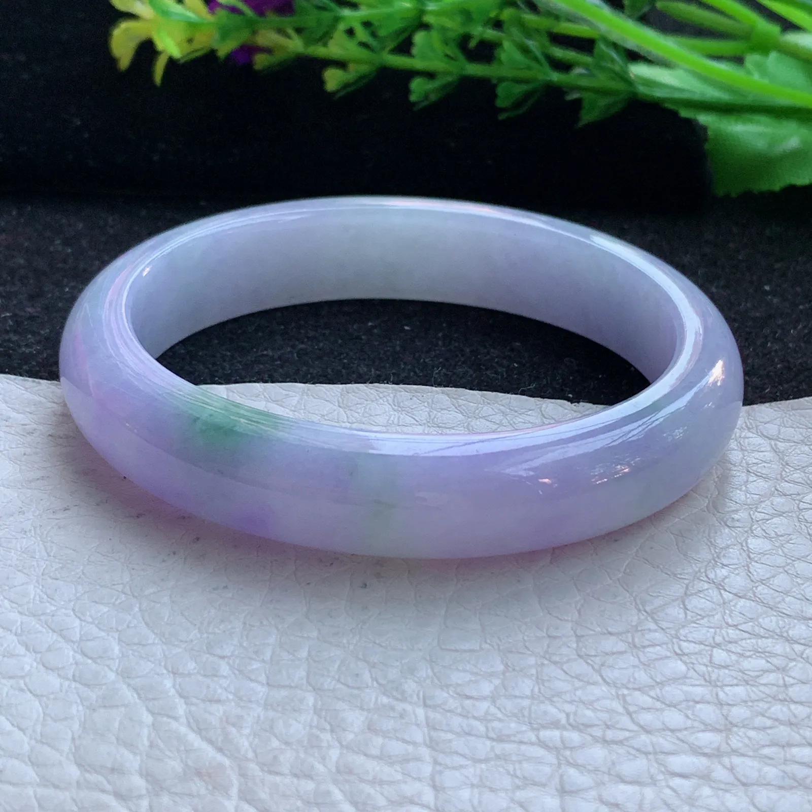 faa自然光54.5*45*11.6*7.2贵妃镯 缅甸翡翠a货玉手镯紫罗兰秀气宽边玉手环