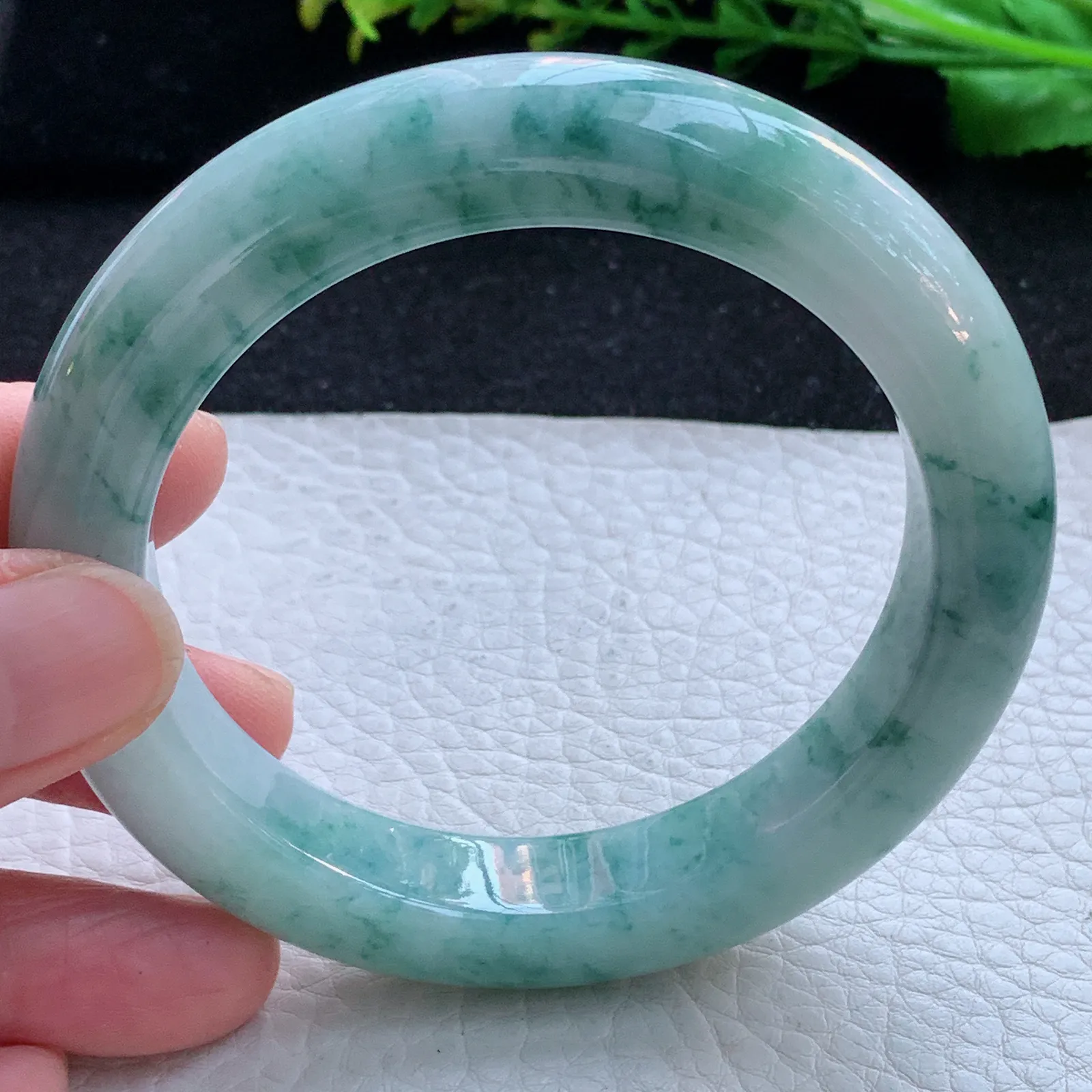 ss自然光59*12.6*10.2平安镯 缅甸翡翠a货玉手镯飘花厚装玉手环
