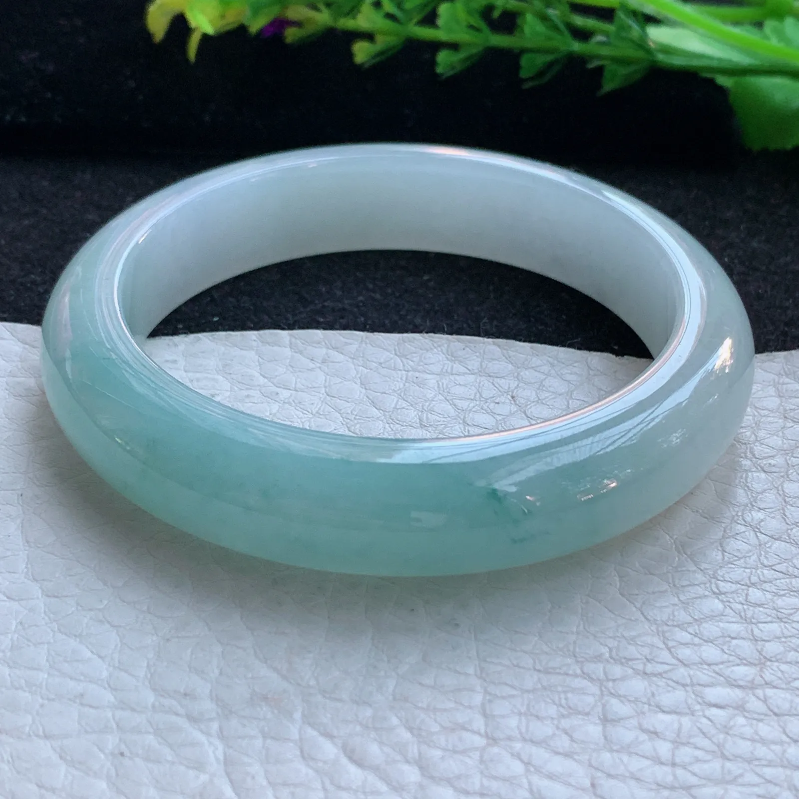 r自然光56*12.5*8.6平安镯 缅甸翡翠a货玉手镯冰润天空蓝玉手环