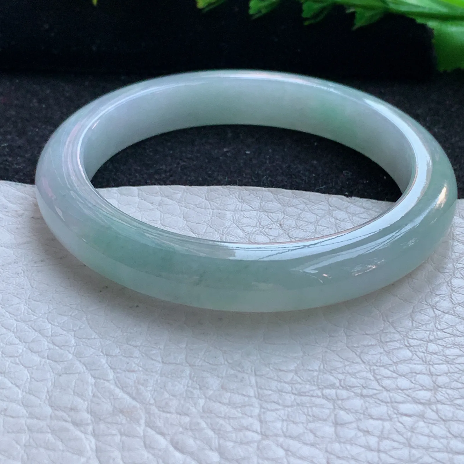 z自然光54*9.6*8平安镯 缅甸翡翠a货玉手镯清新胶感宽边玉手环