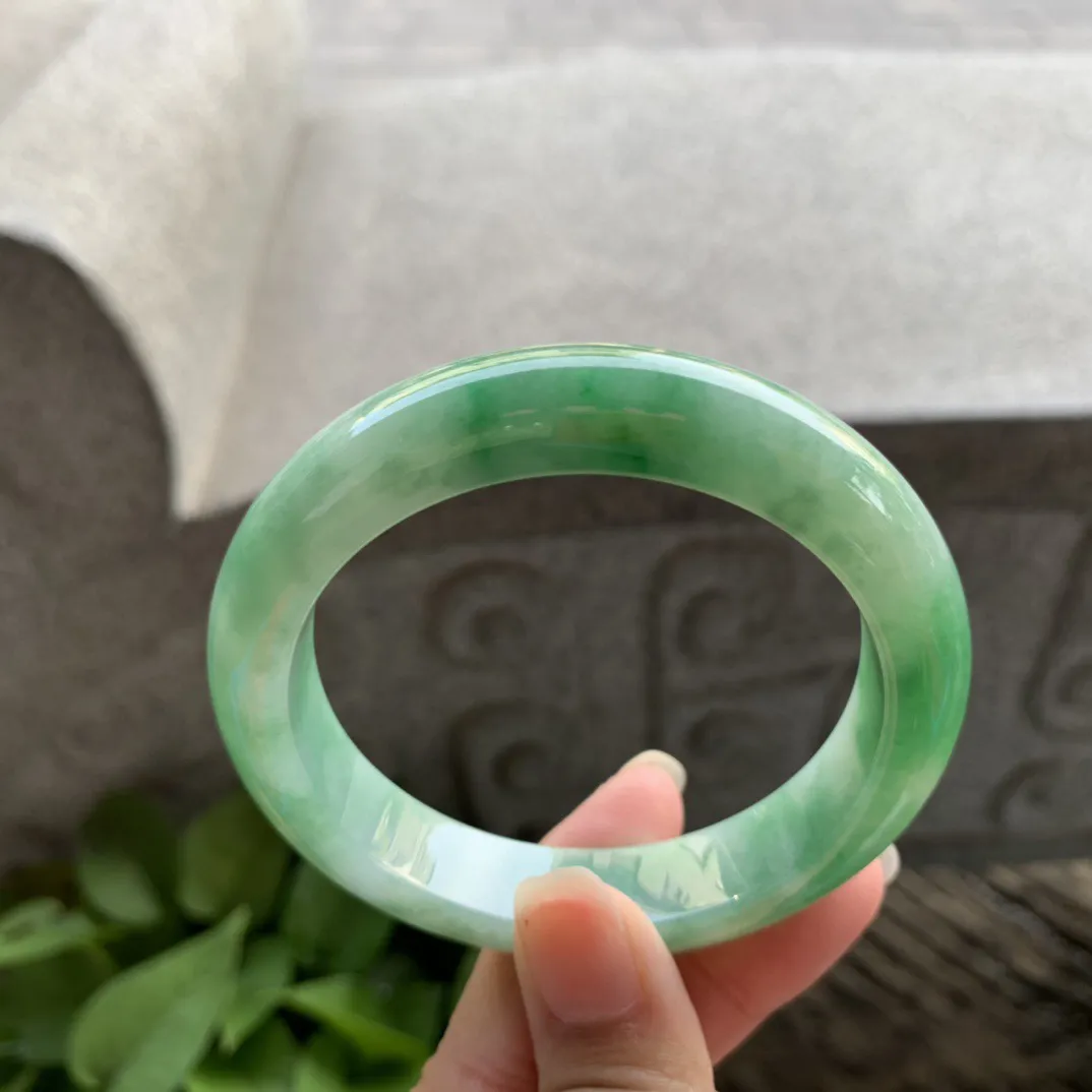 圈口56.4-12.5-9.2【芙蓉绿正圈手镯】正圈56 57可戴