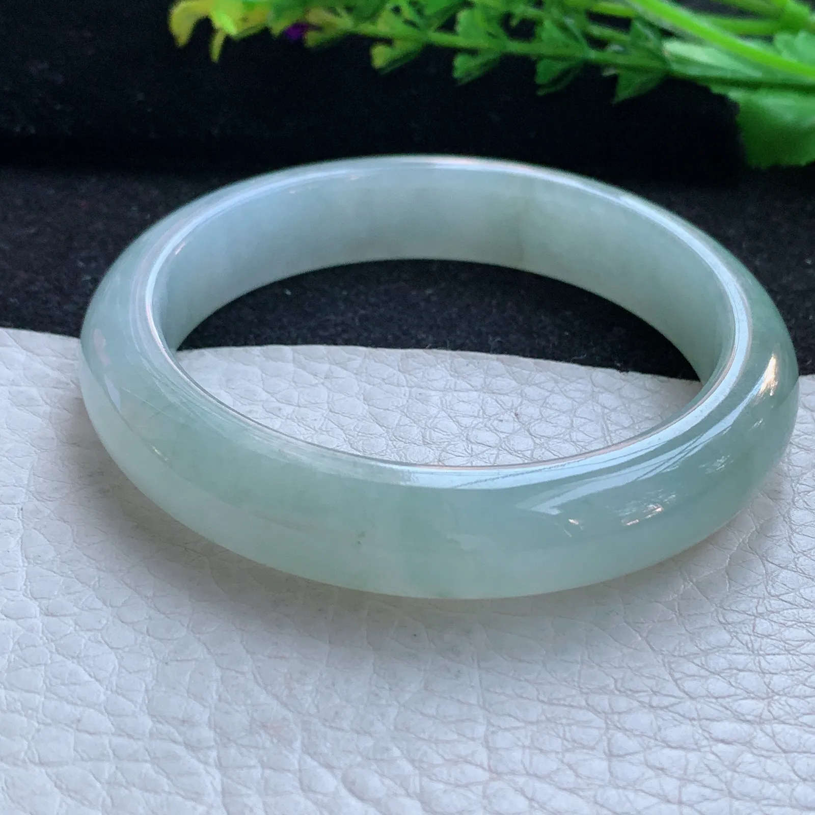 z自然光57*12.3*8.3平安镯 缅甸翡翠a货玉手镯冰胶清爽宽边玉手环