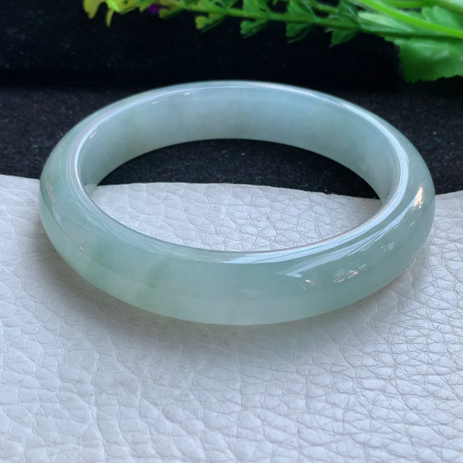 z自然光57*12.3*8.3平安镯 缅甸翡翠a货玉手镯冰胶清爽宽边玉手环