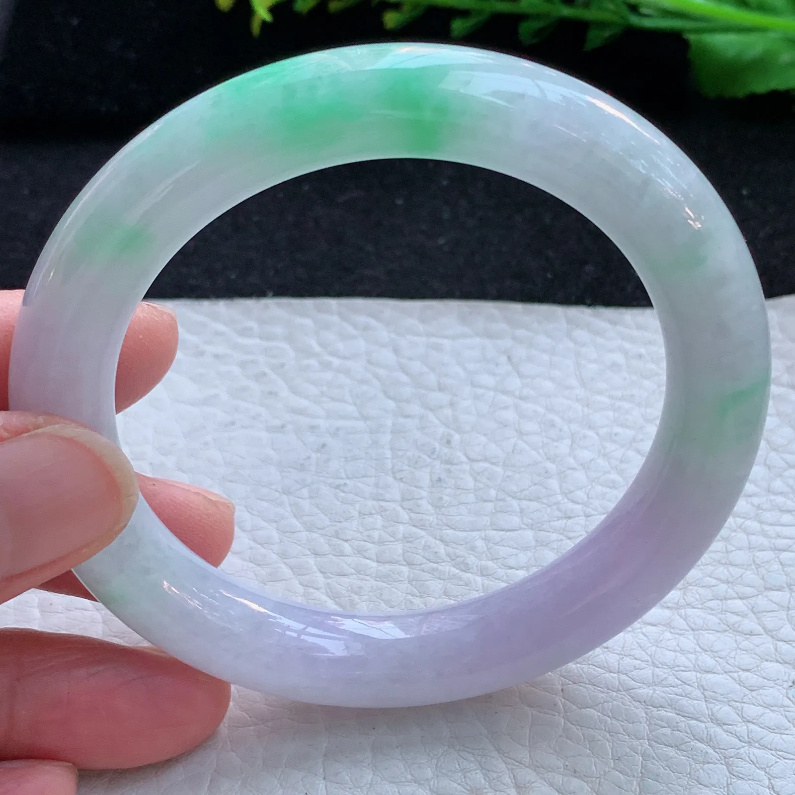 ss自然光56.5*10.7*9.8美人镯 缅甸翡翠a货玉手镯春带彩圆条玉手环