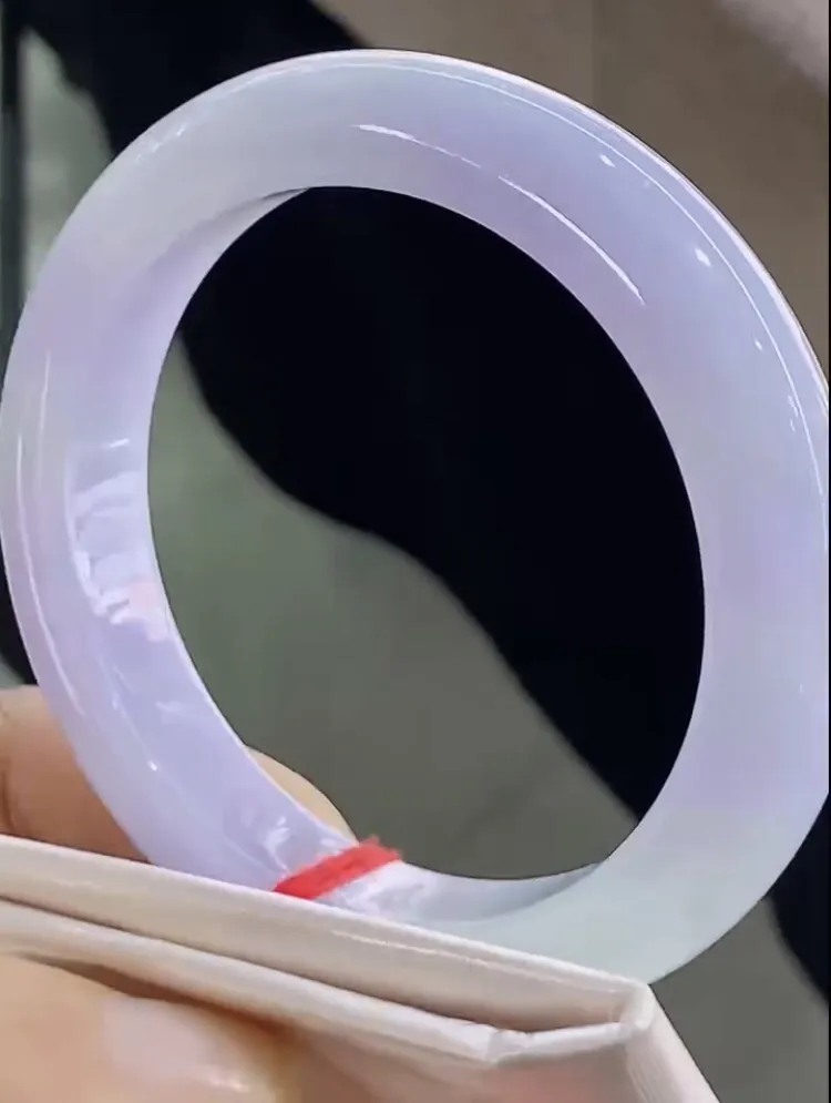 自然光55.7/12.3/9.3老坑精美冰润紫罗兰春带彩手镯翡翠玉镯美人镯