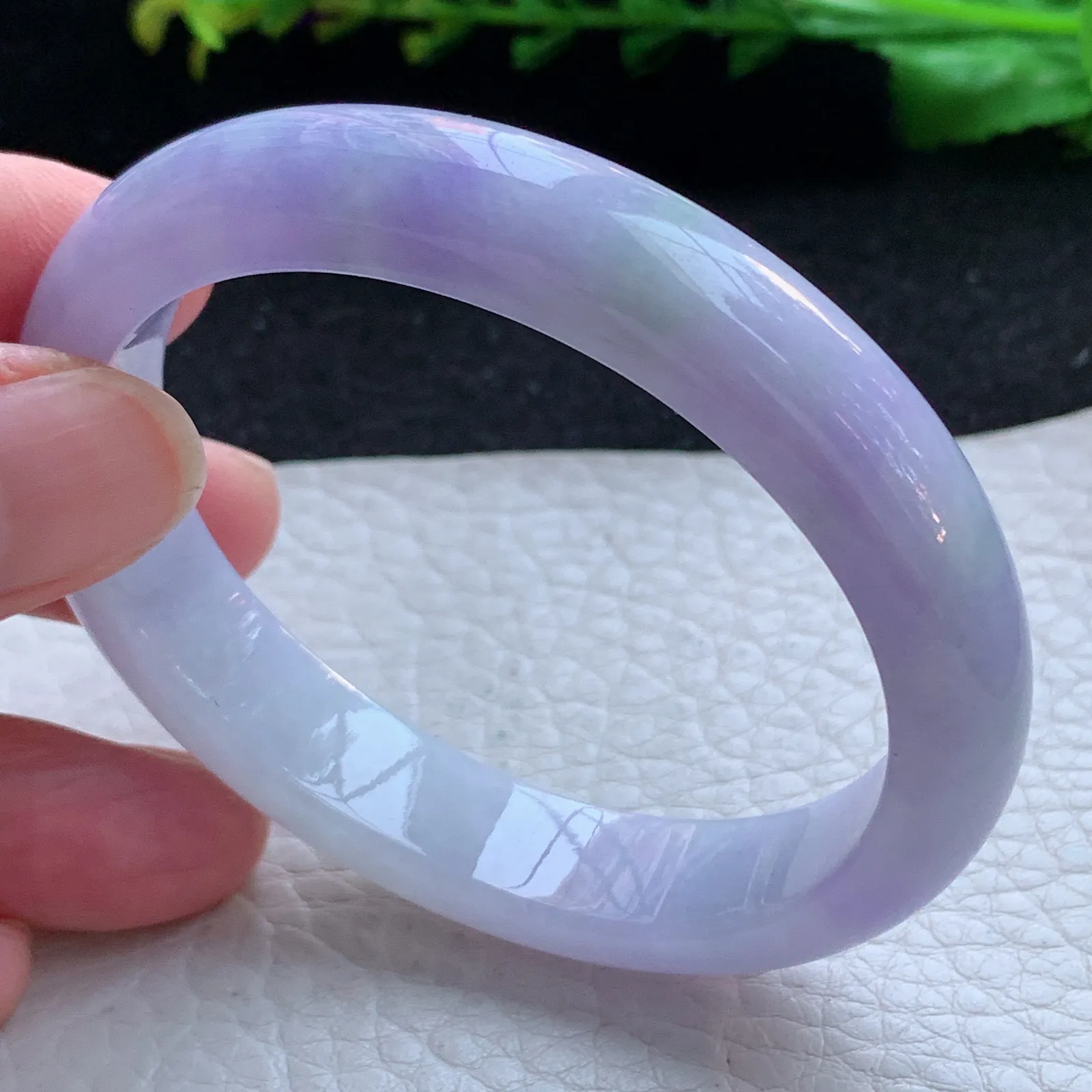 faa自然光54.5*45*11.6*7.2贵妃镯 缅甸翡翠a货玉手镯紫罗兰秀气宽边玉手环