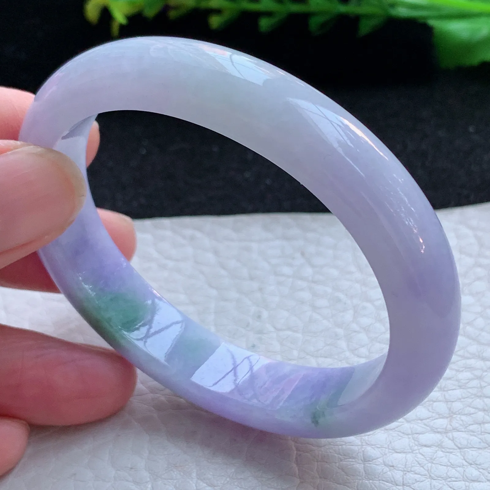 faa自然光54.5*45*11.6*7.2贵妃镯 缅甸翡翠a货玉手镯紫罗兰秀气宽边玉手环