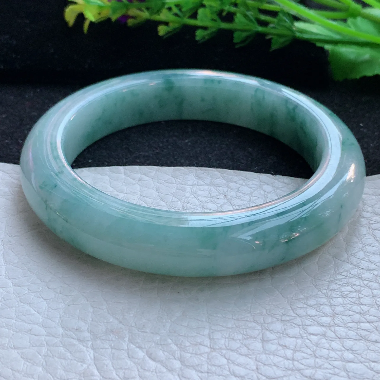 ss自然光59*12.6*10.2平安镯 缅甸翡翠a货玉手镯飘花厚装玉手环