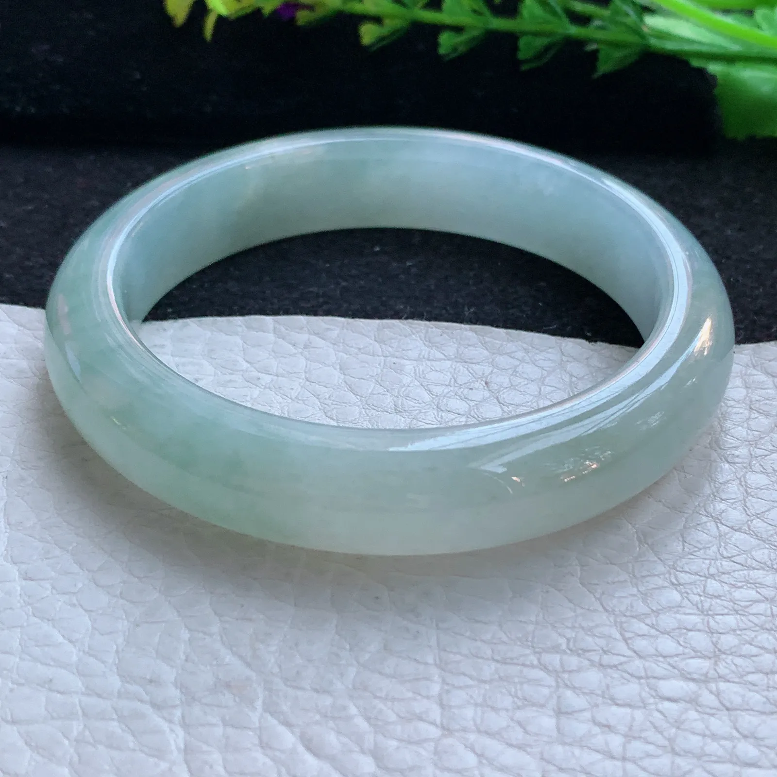 z自然光57*12.3*8.3平安镯 缅甸翡翠a货玉手镯冰胶清爽宽边玉手环