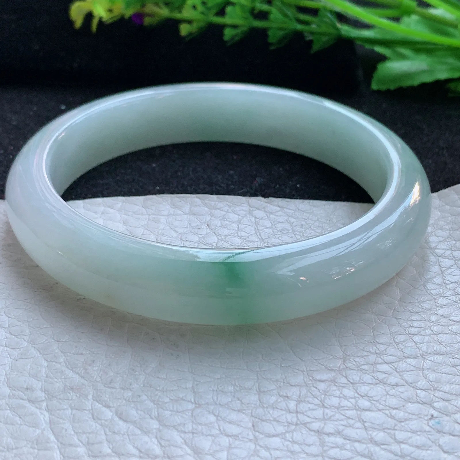 yh大圈口63*12.6*8.2平安镯 缅甸翡翠a货玉手镯冰飘花宽边玉手环