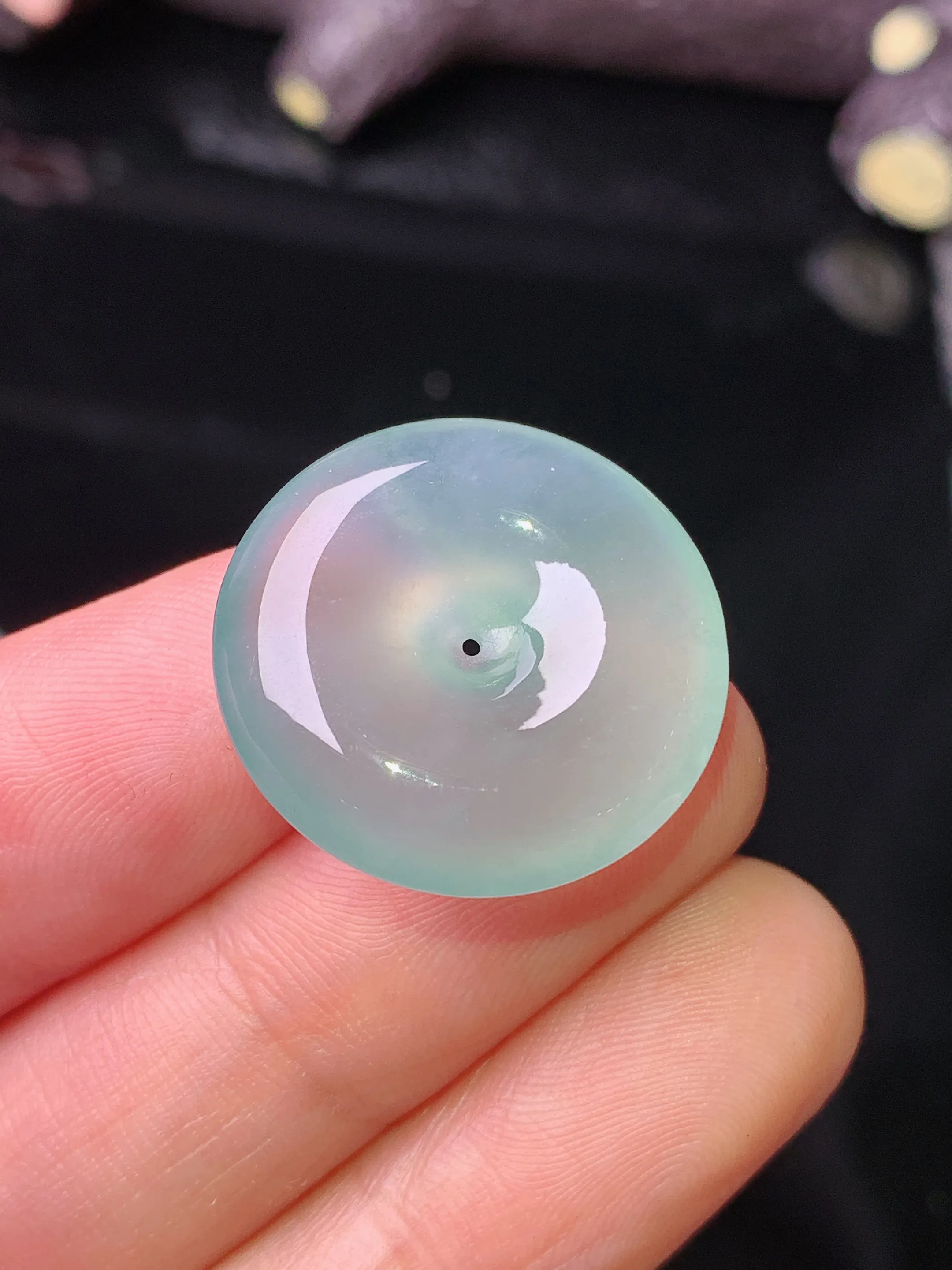 冰种平安扣吊坠 玉质细腻 色泽艳丽清新 整体尺寸21.5*6.3