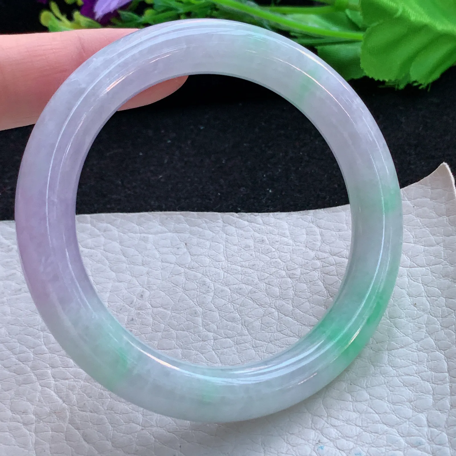 ss自然光56.5*10.7*9.8美人镯 缅甸翡翠a货玉手镯春带彩圆条玉手环