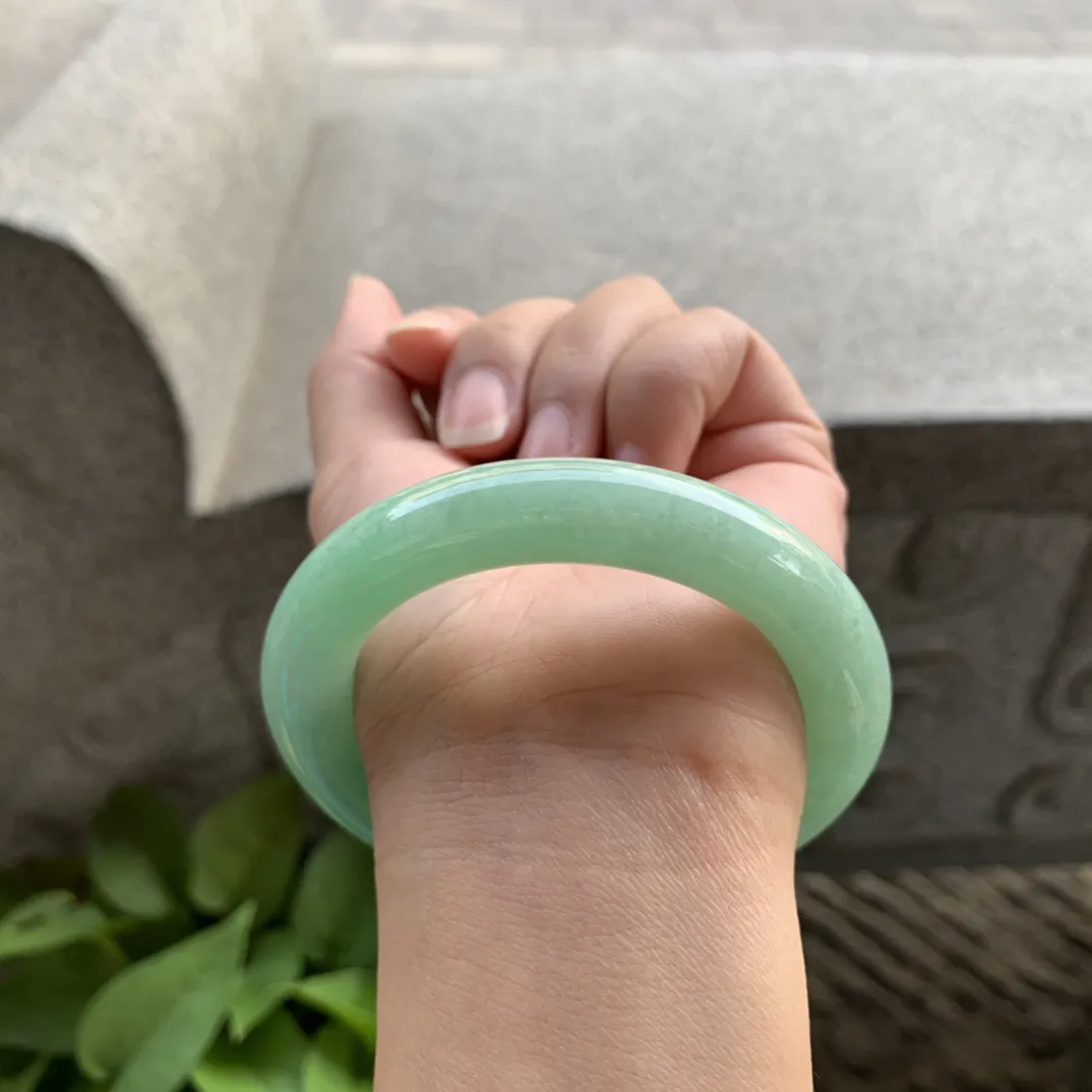 小圈口53.3-11.2 【满绿圆条手镯】圆条53 54可戴