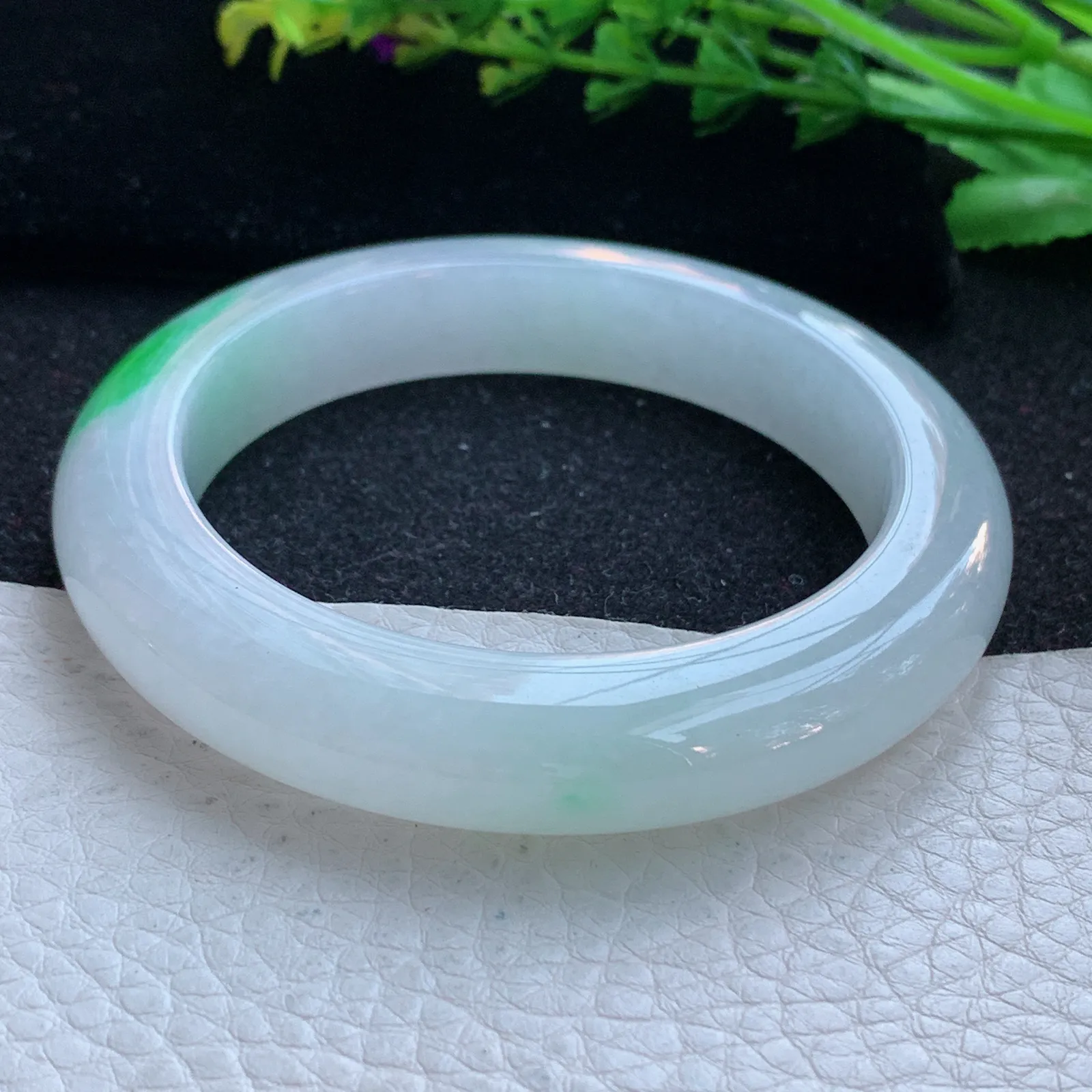 xd自然光55.5*11.5*10.3平安镯 缅甸翡翠a货玉手镯冰润飘阳绿宽边玉手环