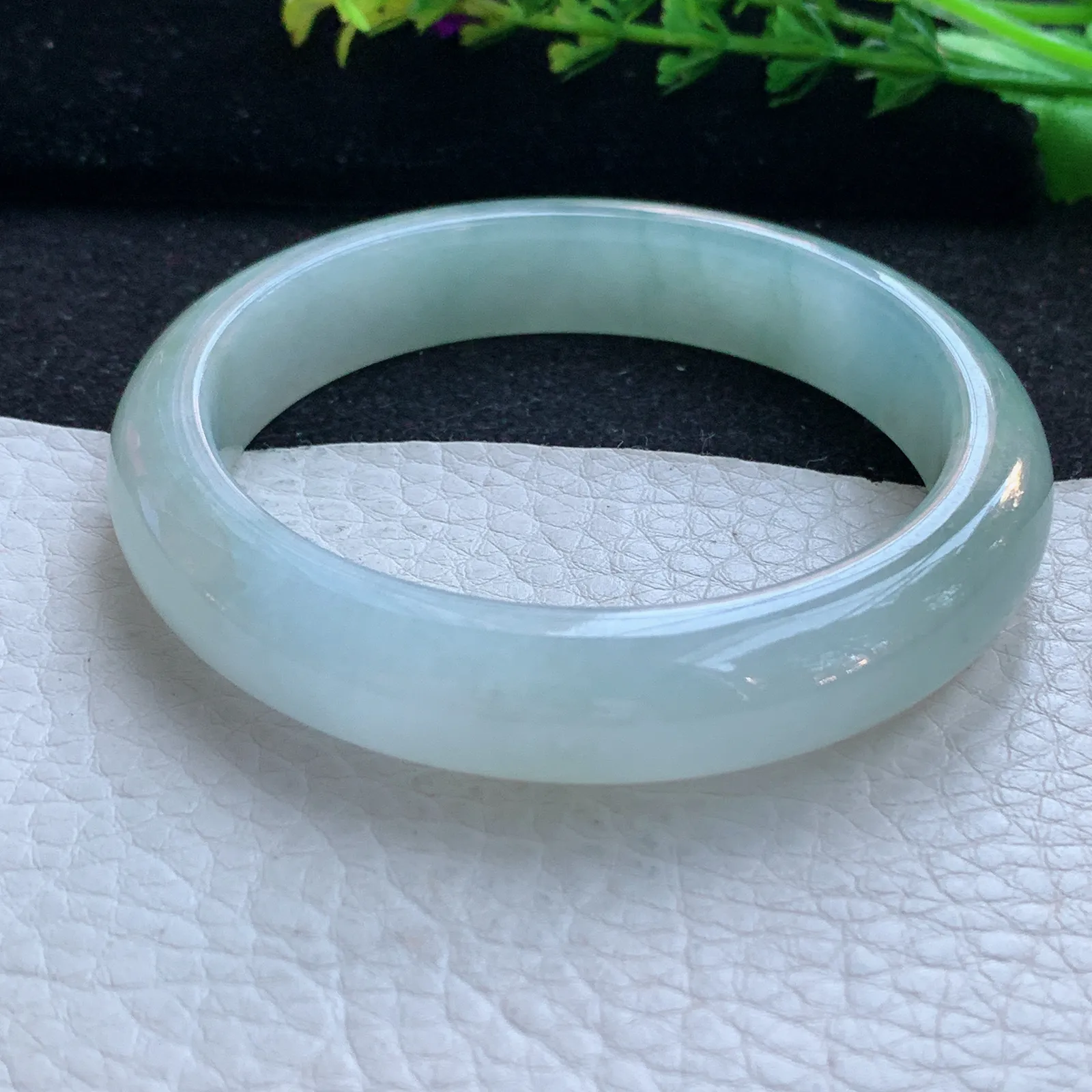 z自然光57*12.3*8.3平安镯 缅甸翡翠a货玉手镯冰胶清爽宽边玉手环