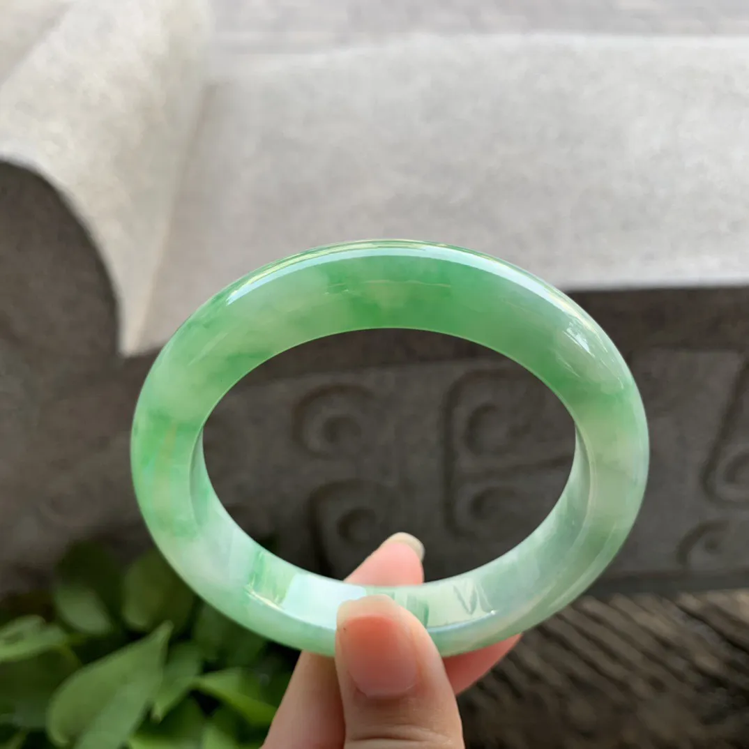 圈口57.8-12.3-9.5【飘阳绿正圈手镯】正圈57 58可戴