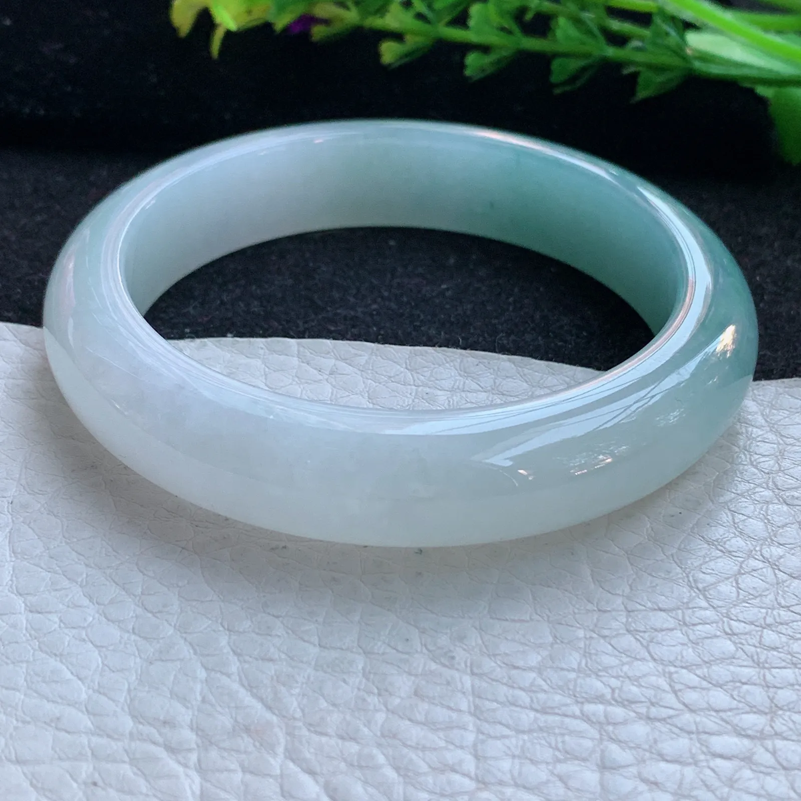 r自然光56*12.5*8.6平安镯 缅甸翡翠a货玉手镯冰润天空蓝玉手环