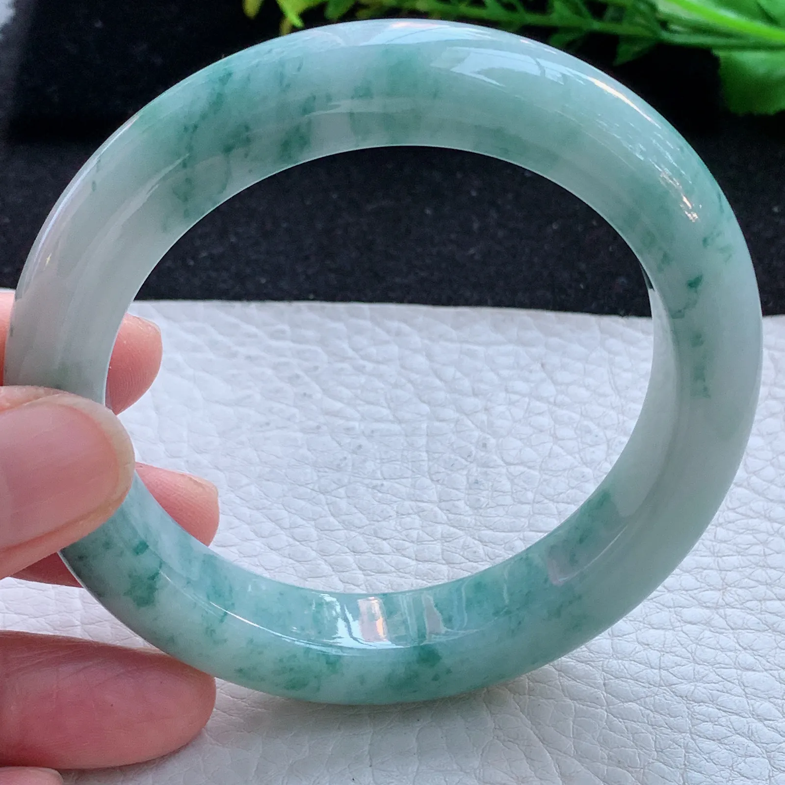 ss自然光59*12.6*10.2平安镯 缅甸翡翠a货玉手镯飘花厚装玉手环