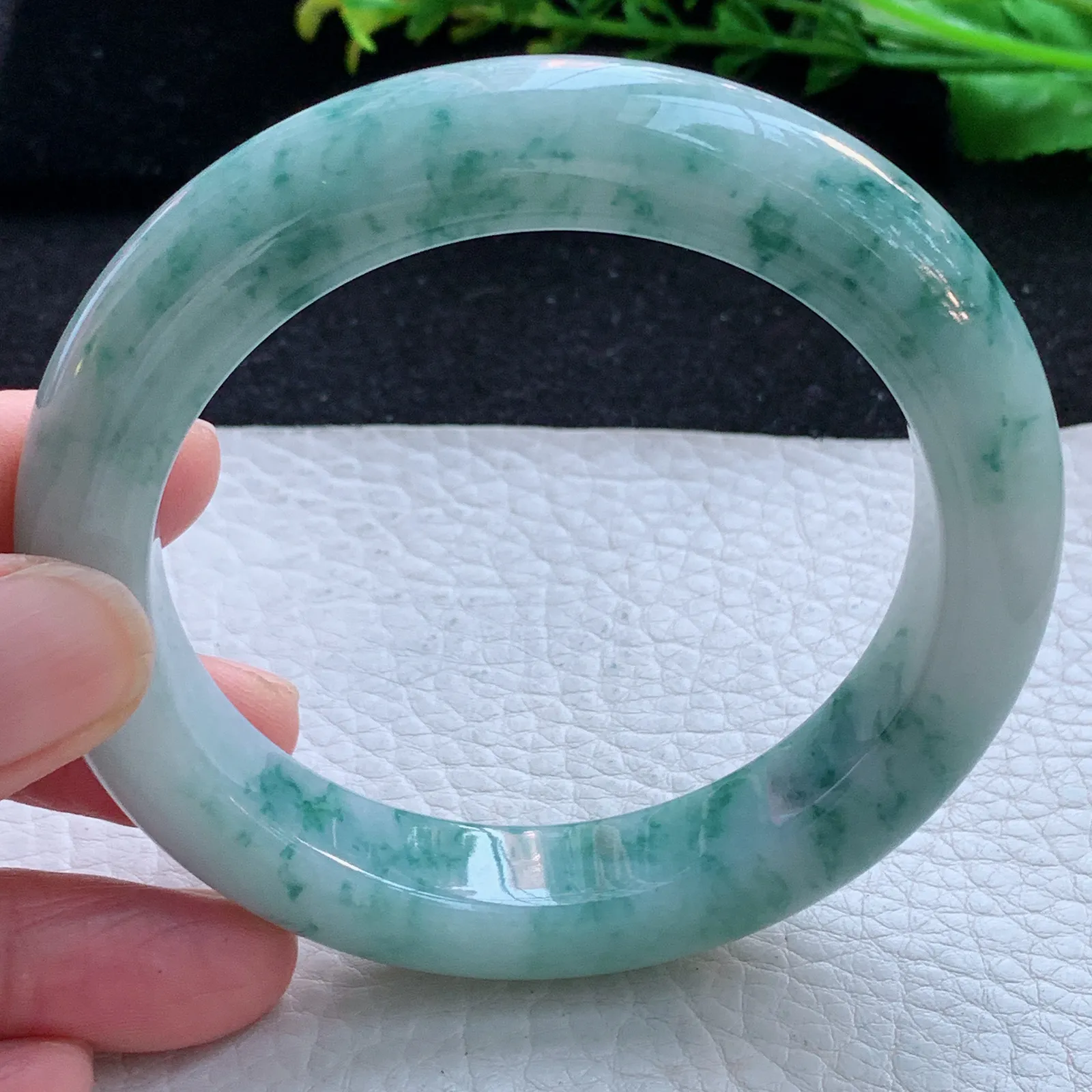 ss自然光59*12.6*10.2平安镯 缅甸翡翠a货玉手镯飘花厚装玉手环