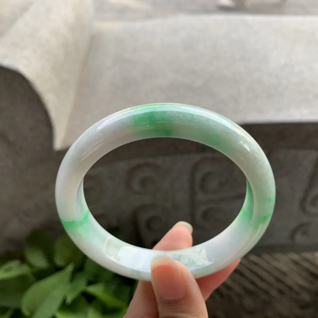 大圈口58.8-12-8.4 【飘绿正圈手镯】正圈58 59可戴