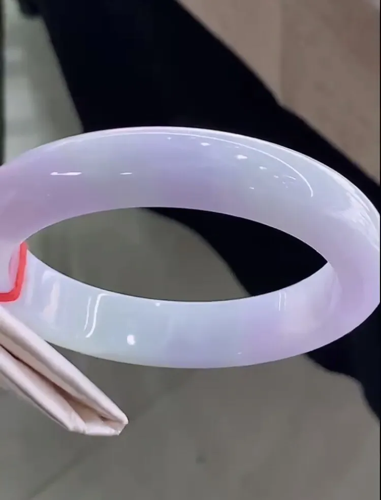 自然光55.7/12.3/9.3老坑精美冰润紫罗兰春带彩手镯翡翠玉镯美人镯